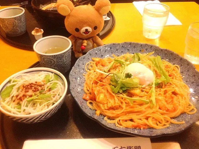 Snapdishの料理写真:湯葉と海老とトマトのパスタ|ちょこ。さん