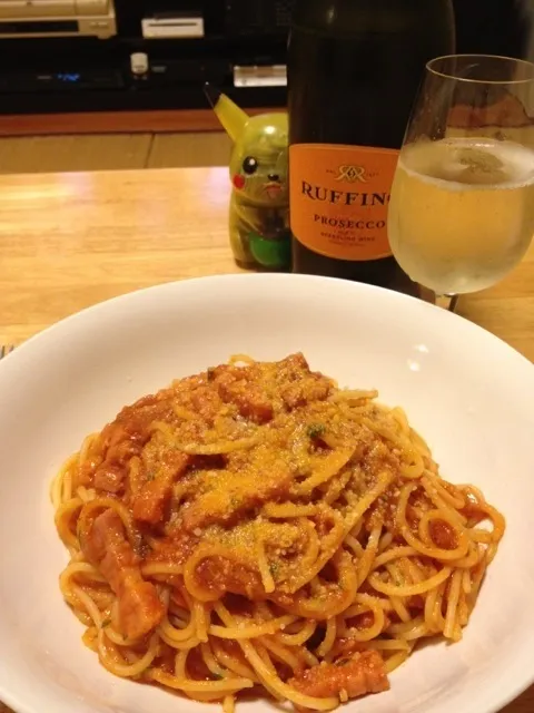 Spaghettini all'amatriciana|ダンナさん