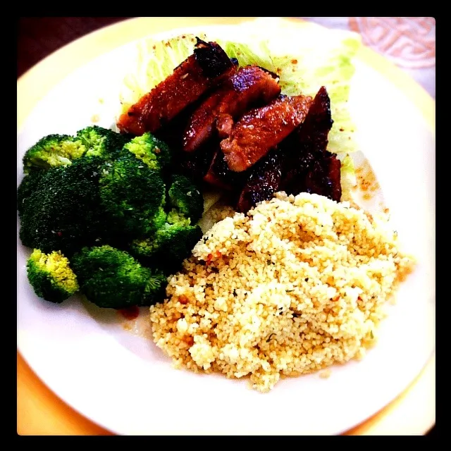 Honey Orange glazed pork chop with couscous|janice Williamsさん