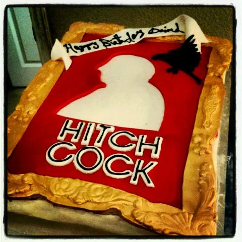 fuzzy navel alfred hitchcock bday cake|david bentonさん