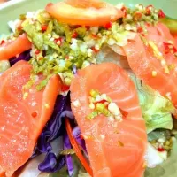 Snapdishの料理写真:Salmon Sashimi Salad|Arjariyaさん