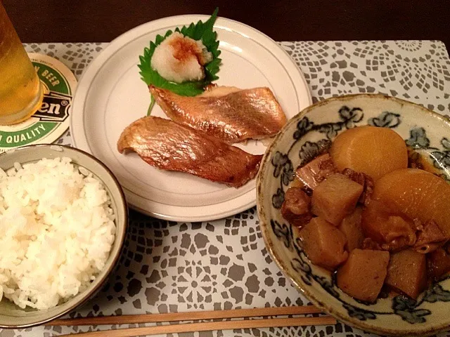 牛スジ煮込み 赤魚みりん焼き|みれいさん