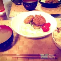 豚カツと五目ご飯とみそ汁|かおりさん