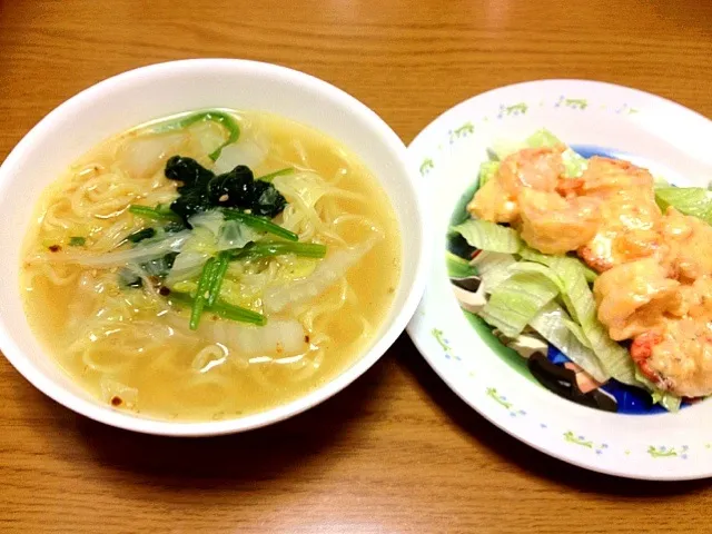 塩ラーメンと海老マヨ|まりこさん