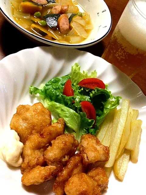 Snapdishの料理写真:チキン南蛮とカボチャのスープ|いちこさん