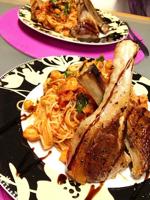 Lamb with Chic Bean Tomato Pasta|noriko takiyama のりねぇですさん