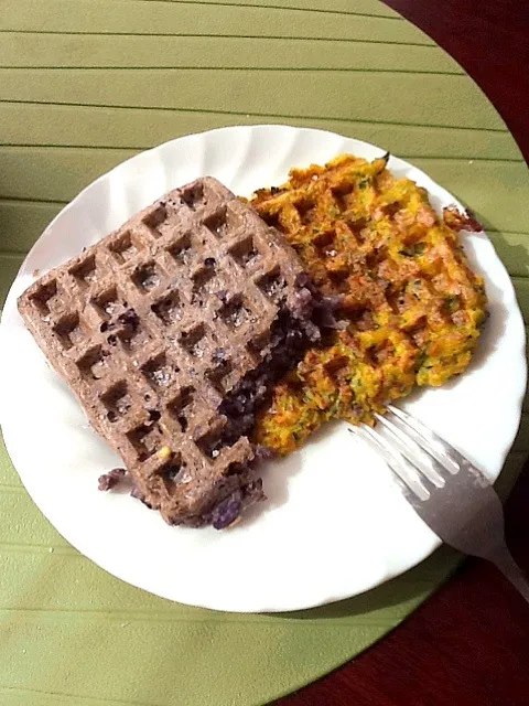 Purple potato and kabocha waffles|Kirsten Adachiさん