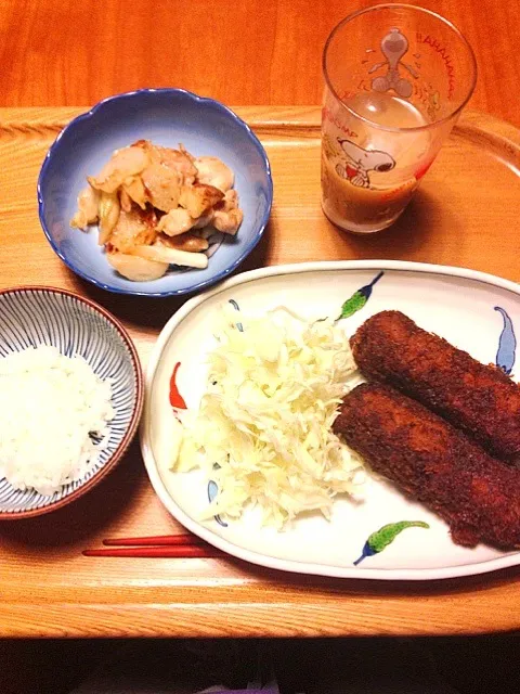 味噌かつ、鶏肉と長葱と長芋の炒め物|ゆう子さん