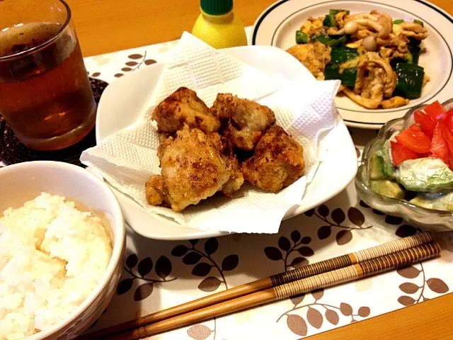 塩麹ガーリック唐揚げ定食♪( ´▽｀)|めんこさん