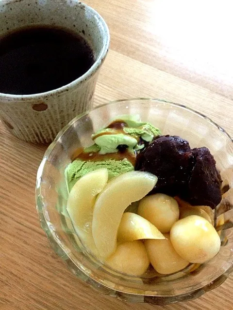 Snapdishの料理写真:豆腐白玉と寒天の抹茶あんみつ|ayuさん