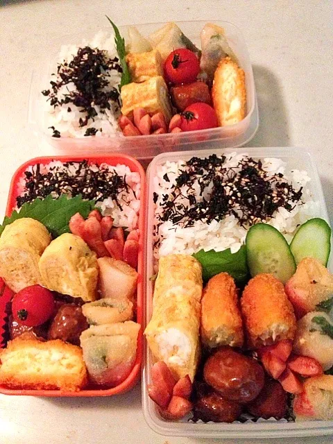 Snapdishの料理写真:おはようございます。 今日は三人弁当|りんさん