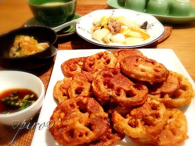 れんこんチヂミ  Lotus root Korean-style pancake|ピロさん