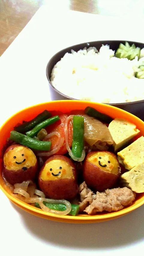 肉じゃがダルマ弁当   インカルージュという紫色のじゃがいもです。|jun47さん