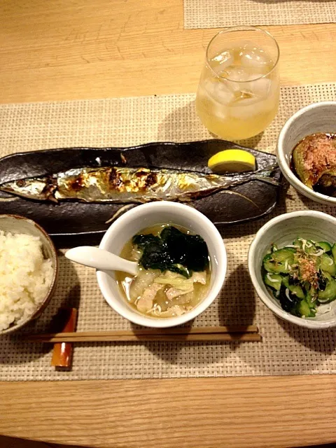 サンマ、酢の物、焼きなす|popoさん