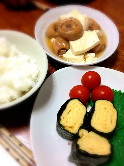 豚テールと豆腐のトロトロ煮、玉子のしそのり巻|えいみさん