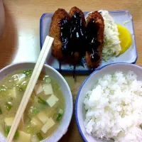 Snapdishの料理写真:串カツ定食|りかさん