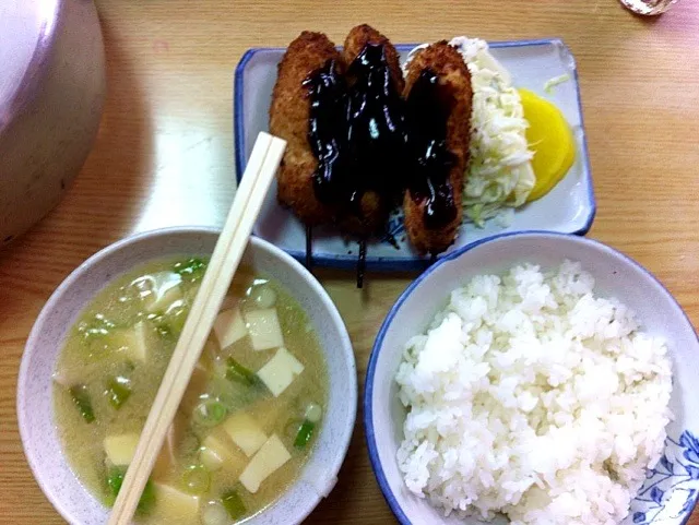 Snapdishの料理写真:串カツ定食|りかさん