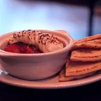 Herb roasted tomatoes and goat cheese mousse brûlée with toasted pita|valintinus domingoさん