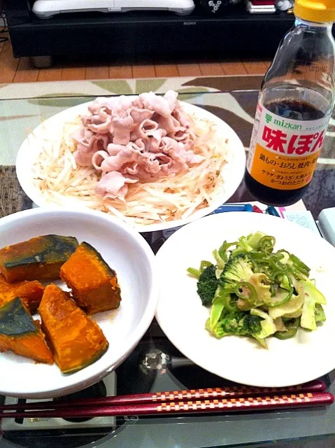 かぼちゃの煮物☆ピーマンとブロッコリーのアンチョビソテー☆豚しゃぶもやし|マイコさん