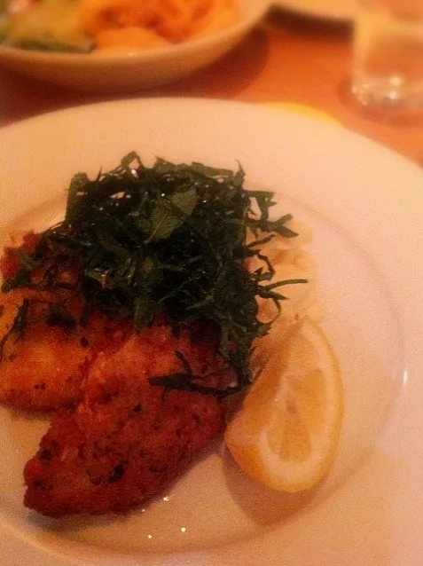 Snapdishの料理写真:Parmesan chicken schnitzel|Funky Chefさん