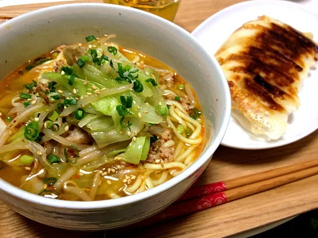 味噌ラーメン＊羽根つきギョウザ|コナンさん