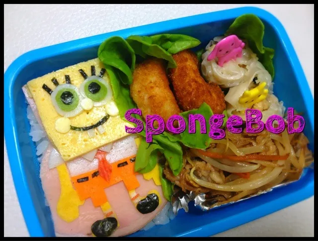 Snapdishの料理写真:キャラ弁当(スポンジボブ)|はんなさん