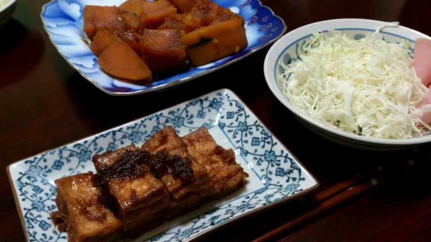 お揚げのしょうが焼きとカボチャの煮物|ゆかちんさん