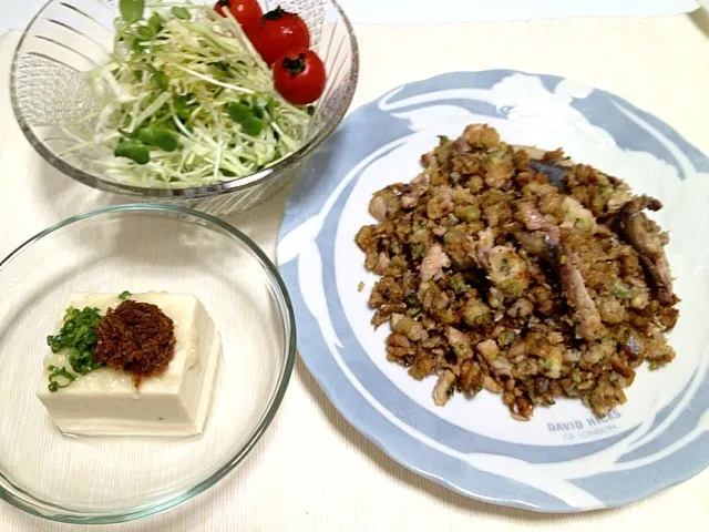 晩ご飯  さんまのパン粉炒め|ちこさん