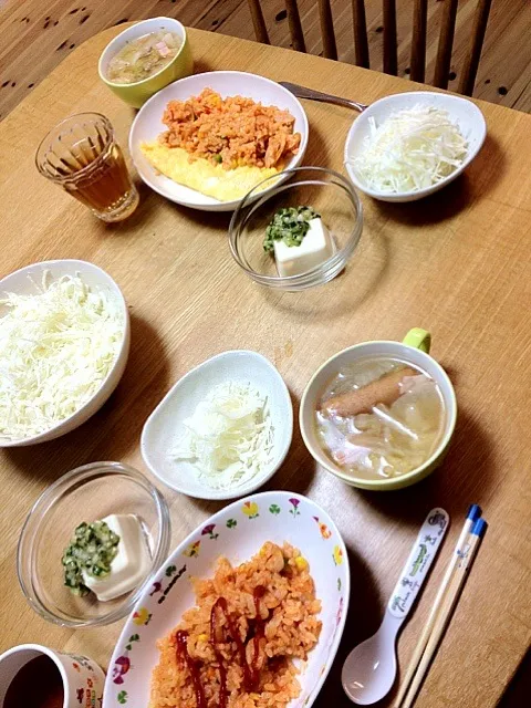 オムライス 晩ご飯|やすこさん