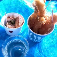 Snapdishの料理写真:太刀魚のフライとメカジキのステーキ|まつゆきさん