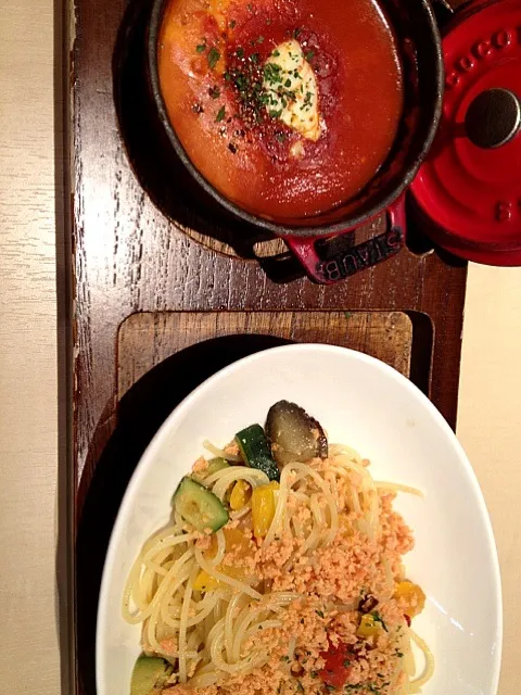 鮭と野菜のクリームトマトパスタ|ゆっきーさん