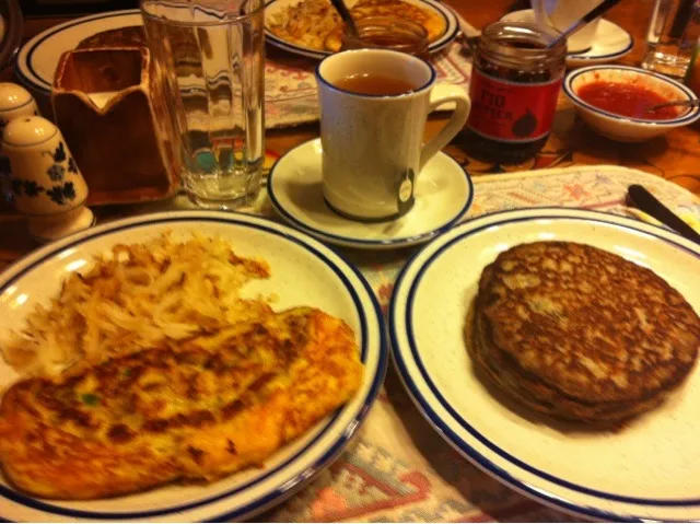 Blue corn pancake & southern style omelet|mamakumiさん