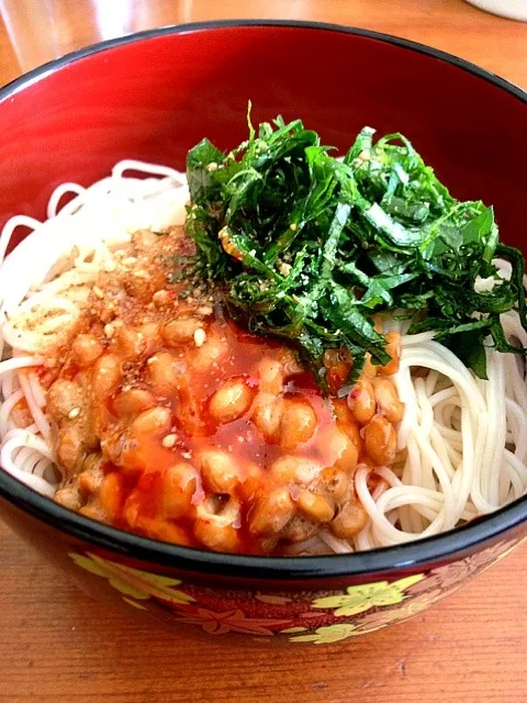 納豆素麺 キムチ風味|chieko ♪さん