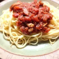 Snapdishの料理写真:弟が作ったトマトスパゲッティー|H.Tさん