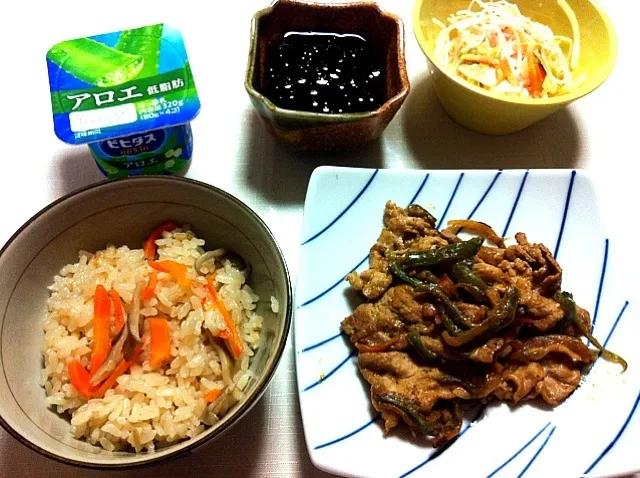 味噌焼き肉、松茸炊き込みご飯|まあささん