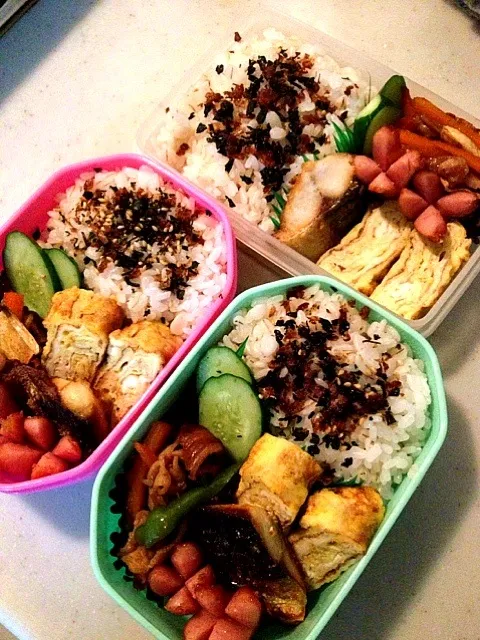 今日の三人弁当(^^)|りんさん