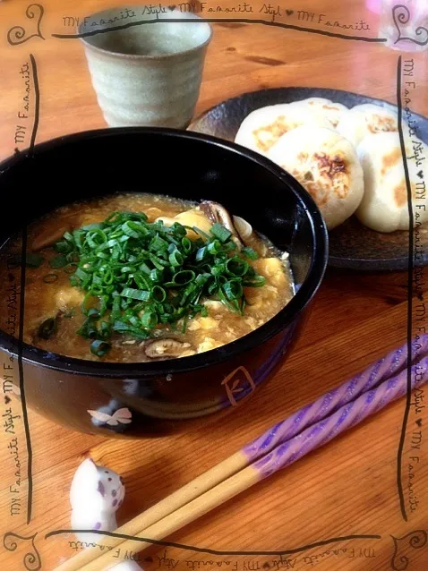 あんかけ煮麺、野沢菜のおやき|くららさん