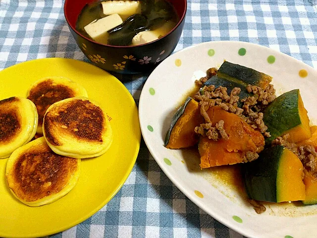 かぼちゃの煮物＆味噌汁＆カレーはんぺん|サクラ＊キホン暇人＊さん