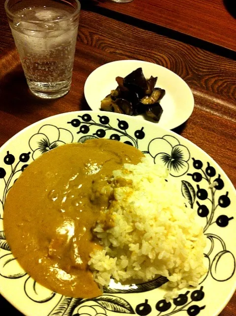 10/9晩御飯  チキンカレー（無印良品）  茄子の煮浸し  ＊無印良品週間一割引バンザイ＊|yukiyamasakiさん