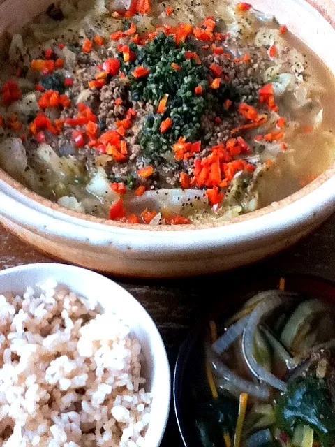 新米🍚とキャベツの土鍋煮|プチテンよすさん