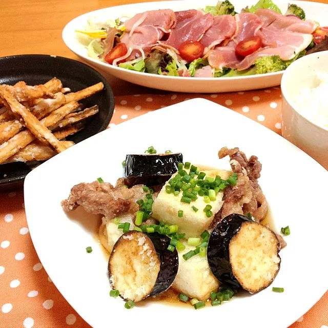 豆腐と茄子と豚肉の揚げ出し(*^^*)夕飯|yukaさん