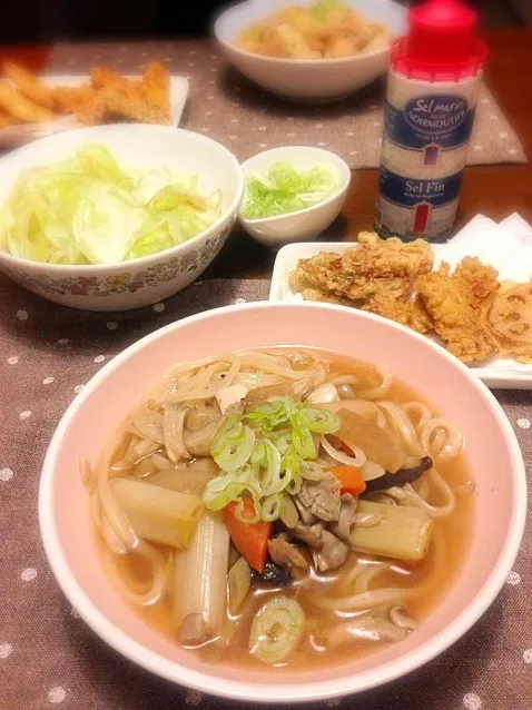 けんちんうどんとちくわの磯辺揚げ・カレー揚げ|ツナコさん