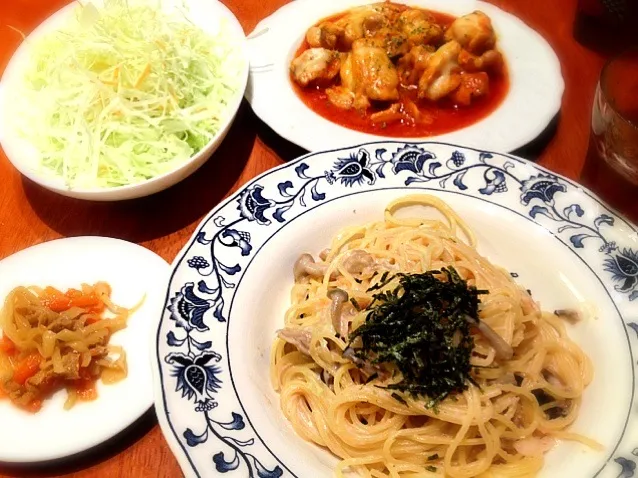 きのこの明太クリームパスタの晩ご飯|ミッチーZさん