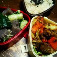 Snapdishの料理写真:サバ缶のカレー炒め弁当|ちかさん