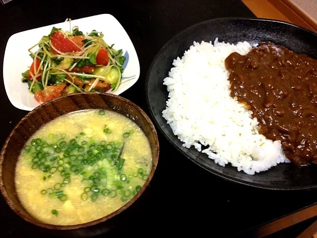 キーマカレー  卵の味噌汁|よし吉*さん