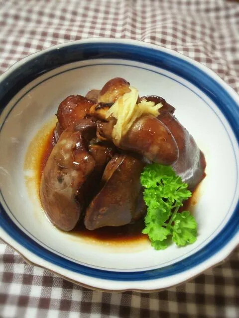 Snapdishの料理写真:鶏のキモハツ照り煮|reico.tさん