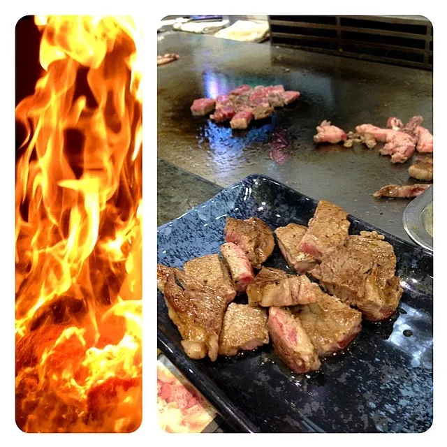 teppanyaki - beef cubes in flame|sweeettooothさん