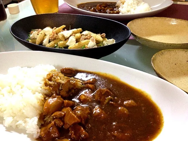 Snapdishの料理写真:カレーライス＆クリームチーズサラダ|Sasaさん