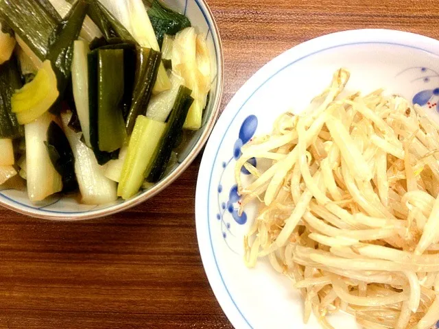 ネギ焼き、もやしの味噌マヨあえ|溜池さん