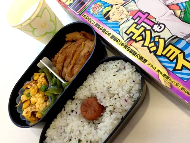 本日のお弁当：鳥照り焼き、ピーマンのナムル、炒り卵っぽい何か|ishizaki uniさん